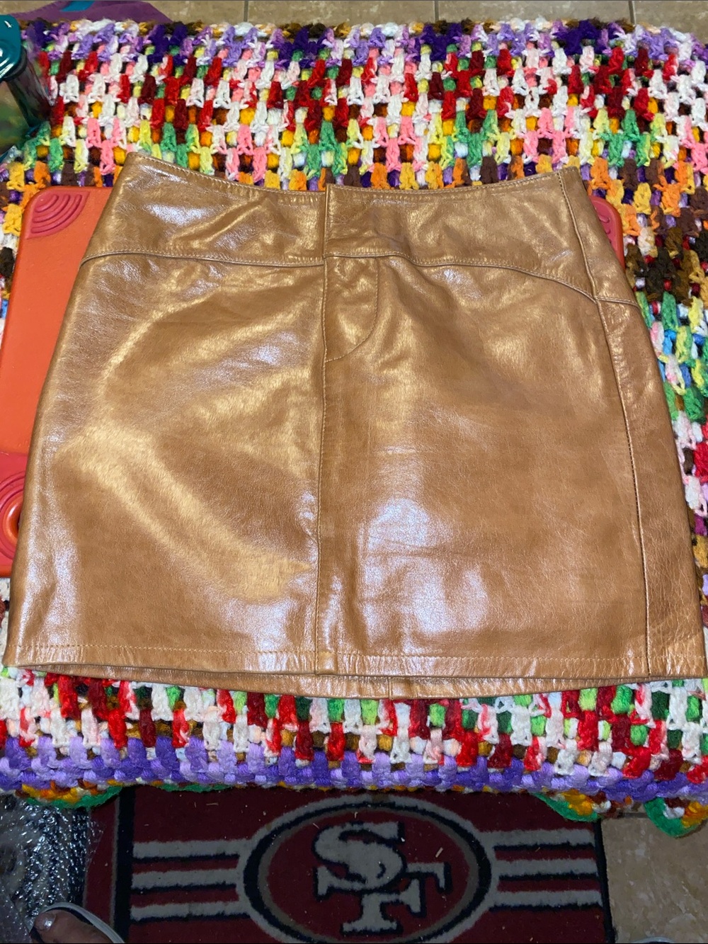 Vintage GAP Genuine Leather Mini Skirt 13.5” long